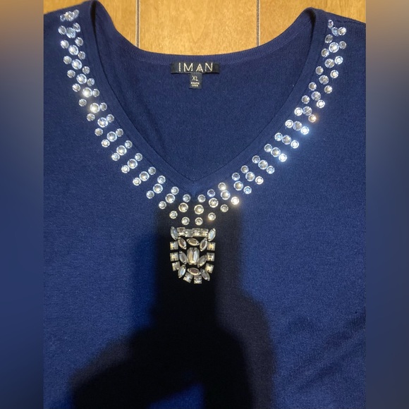 NWOT Ladies Size XL Iman Rhinestone Blouse Tunic - Picture 9 of 15